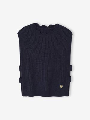 Mouwloze meisjestrui met versieringen marineblauw
