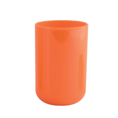 Badkamer drinkbeker/tandenborstelhouder Porto - PS kunststof - oranje - 7 x 10 cm