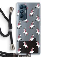 Eenhoorns overal: Oppo Find X3 Neo Transparant Hoesje met koord
