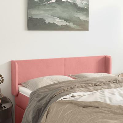 Hoofdbord met randen 147x16x78/88 cm fluweel roze
