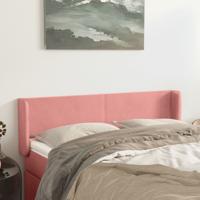 Hoofdbord met randen 147x16x78/88 cm fluweel roze