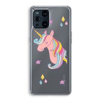 Roze eenhoorn: Oppo Find X3 Transparant Hoesje