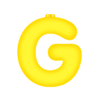Opblaasbare letter G geel   - - thumbnail