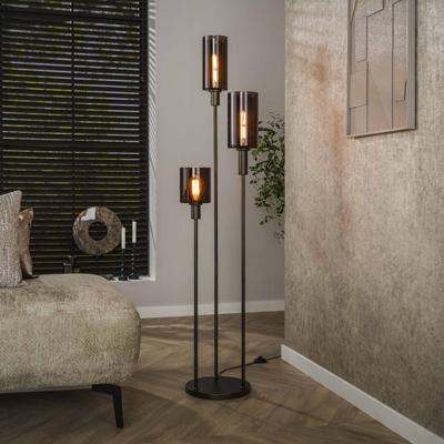 LifestyleFurn Vloerlamp 'Deatra' 3-lamps, kleur Sienna brown