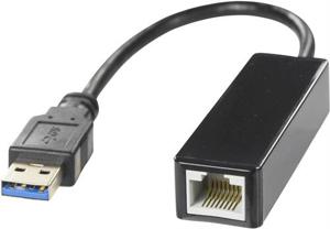 DELTACO USB-A naar Gigabit Ethernet Netwerk Adapter - Zwart