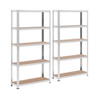 Stellingkast - 90 x 30 x 180 cm - voor 5 x 175 kg - Grijs - 2 st.