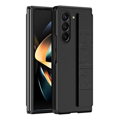 Lunso - Samsung Galaxy Z Fold5 hoes met polsband - wrist strap - Zwart