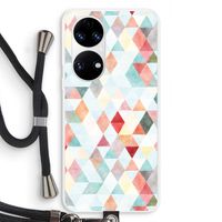 Gekleurde driehoekjes pastel: Huawei P50 Transparant Hoesje met koord