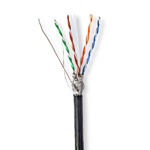 Nedis Netwerk Kabel Rol | CAT6 | Solid | S/FTP | CCA | 305.0 m | Buitenshuis | Rond | PE | Zwart | Gift Box - CCBG8594BK305S