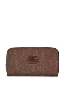 ETRO portefeuille en cuir à logo brodé - Marron