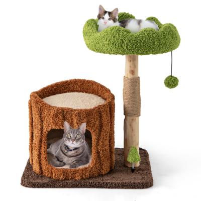 Krabpaal Katten Kattenboom met Kattenhol in Boomgatvorm Massief Hout Kattentoren met Jute Zuil Ligoppervlakken Bal Kattenmeubel