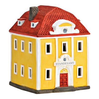 Wurm Lichthaus Standesamt Rees van porselein, geel/rood (B/H/D) 12x16x14cm