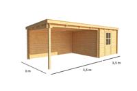 Blokhut met overkapping Els 700 cm bij 300 cm diep Lessenaarsdak - Warentuin collection