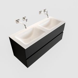 MONDIAZ VICA Badkamermeubelset - 120cm - 2 lades - wasbak Cloud dubbel - 0 kraangaten - solid surface urban PC75341510