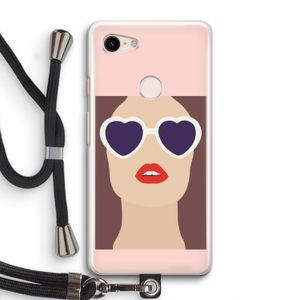 Red lips: Pixel 3 Transparant Hoesje met koord