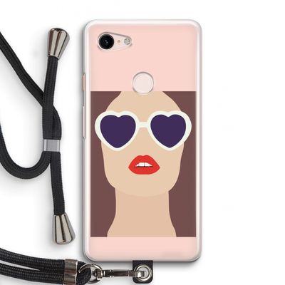 Red lips: Pixel 3 Transparant Hoesje met koord