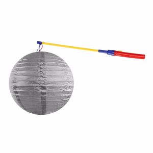 Zilveren lampion 35 cm met lampionstokje   -