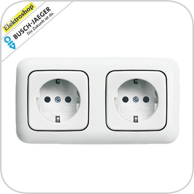 Dubbel stopcontact BJ SI wit glanzend 20-2EUCJ-214-503