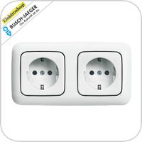 Dubbel stopcontact BJ SI wit glanzend 20-2EUCJ-214-503