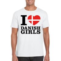 Wit I love Danish girls/ I love Deense dames t-shirt voor heren 2XL  -