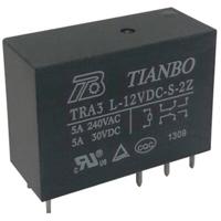 Tianbo Electronics TRA3 L-12VDC-S-2Z Printrelais 12 V/DC 8 A 2x wisselcontact 1 stuk(s) - thumbnail