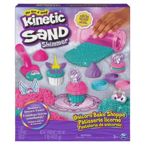 Kinetic Sand - Eenhoorn Bakkerij-speelset met 3 cupcakevormen, roller, spatel en 6 accessoires met eenhoornthema en 454 g speelzand - Sensorisch speelgoed
