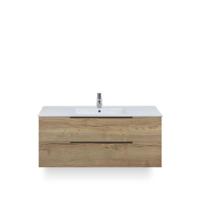 Seville Badmeubelset 120 cm - 2 laden Natuur Eiken Edge greep - Wastafel Enjoy Enkel