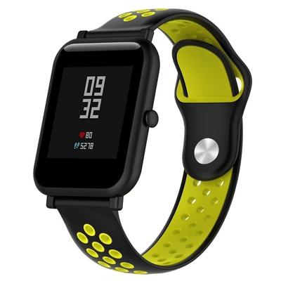 Dubbele kleur siliconen Sport polsband voor Huawei Watch serie 1 18mm (zwart geel)