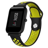 Dubbele kleur siliconen Sport polsband voor Huawei Watch serie 1 18mm (zwart geel)