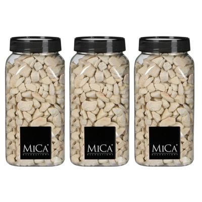 Mica Decorations decoratie steentjes - 3x - creme wit - 1 kilo - 650ml - hobby steentjes