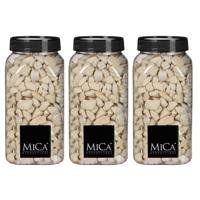 Mica Decorations decoratie steentjes - 3x - creme wit - 1 kilo - 650ml - hobby steentjes