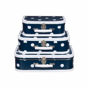 Speelgoedkoffertje navy polka dot 35 cm