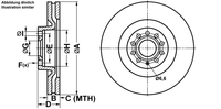 Remschijf PowerDisc ATE, Remschijftype: Geventileerd: , u.a. fÃ¼r Seat, VW, Skoda, Audi