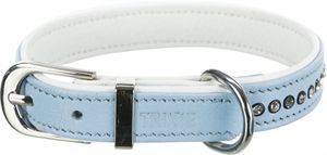 TRIXIE HALSBAND HOND ACTIVE COMFORT MET STRASS STEEN LEER LICHTBLAUW 20-24X1,2 CM