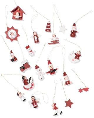 HEMA Houten Kersthangers Rood - 20 Stuks (rood)