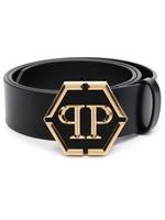 Philipp Plein ceinture Hexagon en cuir - Noir