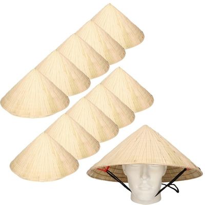 20x Chinese stro hoeden / Chinees hoedje met kinband