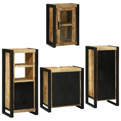 Badkamermeubelset Wandgemonteerd 4 pcs Bruin Massief Mango Hout