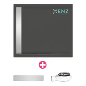 Douchevloer Xenz Easy Tray | 80x80 cm | Incl.Gootcover en Afvoersifon | Acryl | Vierkant | Zwart mat