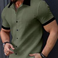 Bon&Bon Homme Men's Contrast Color Patchwork Short Sleeve Shirt Army Green / M