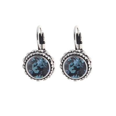Biba Hang Oorbellen met Klaphaak en Swarovski Steentje Ind. Sapphire