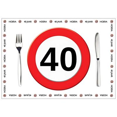 Placemat 40 jaar - 10x stuks - 42 x 30 cm - 90g - papier - verjaardag - jubileum