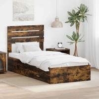 Bedframe Gerookt Eiken en Zilver 75 x 190 cm Bewerkt hout