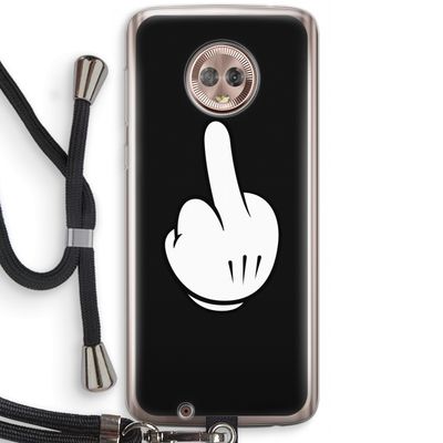 Middle finger black: Motorola Moto G6 Transparant Hoesje met koord
