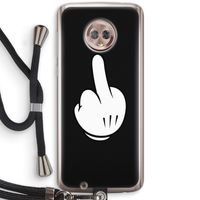 Middle finger black: Motorola Moto G6 Transparant Hoesje met koord