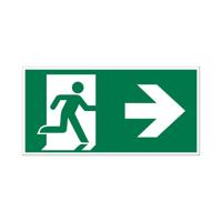 Bord Nooduitgang rechts - 150x300 mm.