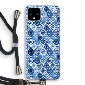 Blauw motief: Pixel 4 Transparant Hoesje met koord