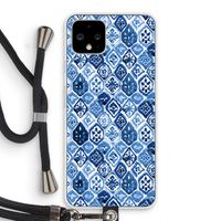 Blauw motief: Pixel 4 Transparant Hoesje met koord