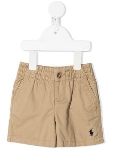 POLO RALPH LAUREN KIDS short en coton à logo brodé - Marron