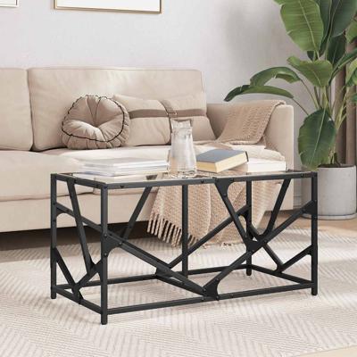 Salontafel met transparant glazen blad 78,5x40x41 cm staal